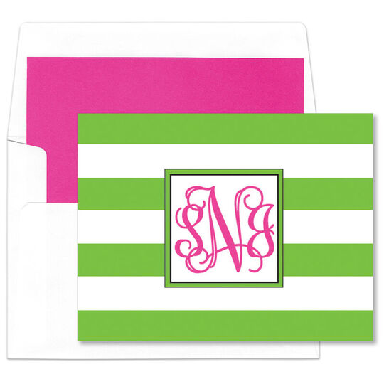 Stripe Monogram Folded Note Cards